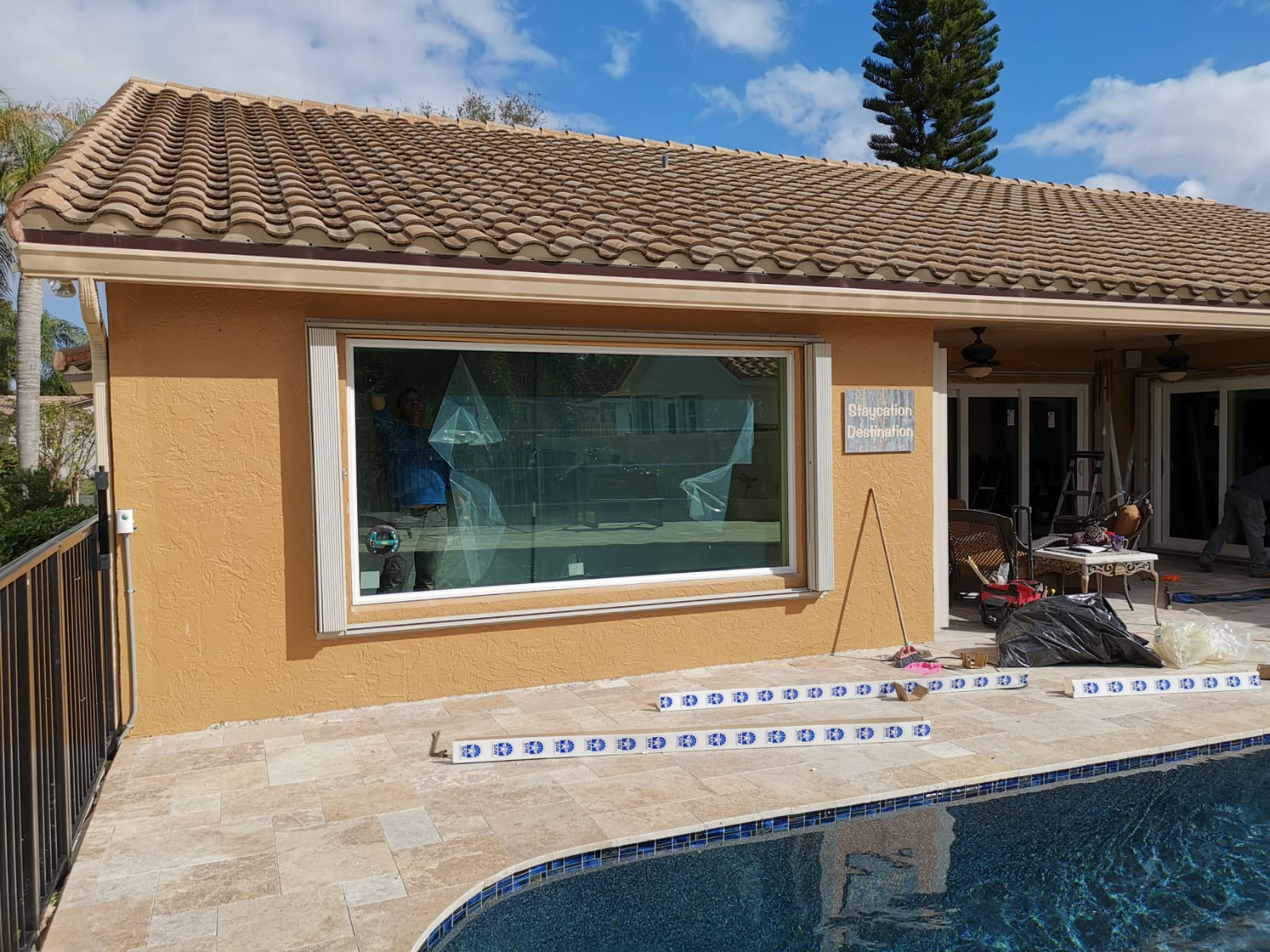 Finished exterior with impact glass